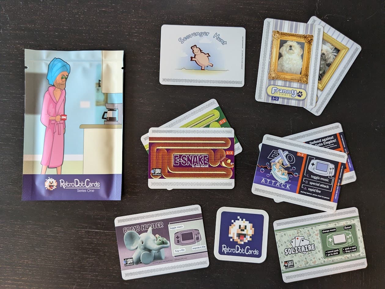 English Retro Dot Cards laid out next to a pack