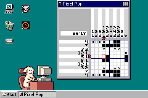 An example The Nineties puzzle with a Windows 95 theme